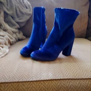 Blue Velvet Ankle Boots